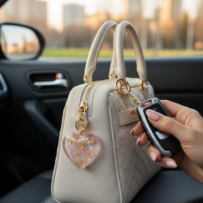 Custom My Heart is Pink  Resin Keychain Personalized Initial, Glitter / Swirl / Star Designs