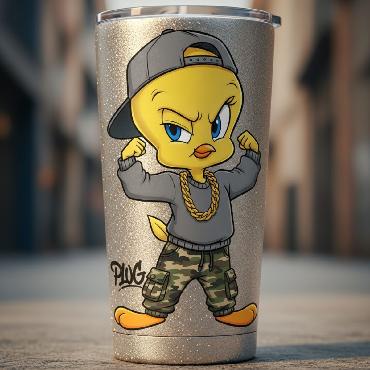 20oz Tweety Thugged-Out Tumbler – Street Luxe Collectibl
